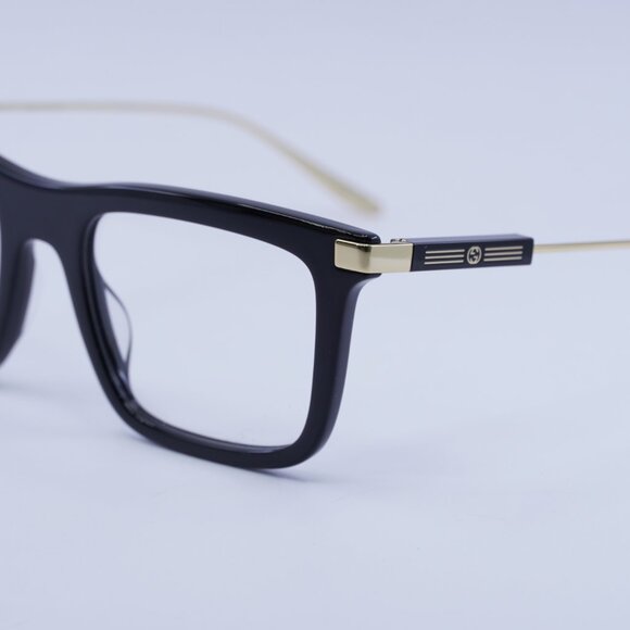 Gucci GG1438O 001 Eyeglasses Black/Gold 53mm Square Frame - Picture 5 of 12